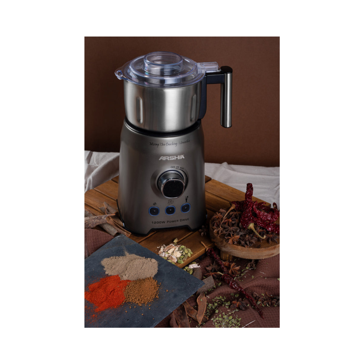 Arshia 2-in-1 Table Blender with Grinder 1.5L Glass Jar, 1000W BambiniJO Jordan