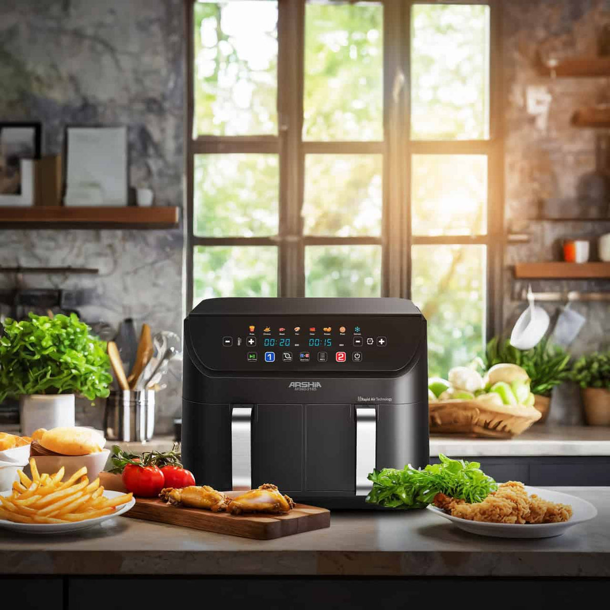 Arshia Dual Basket Air Fryer 9L, 2400W BambiniJO Jordan
