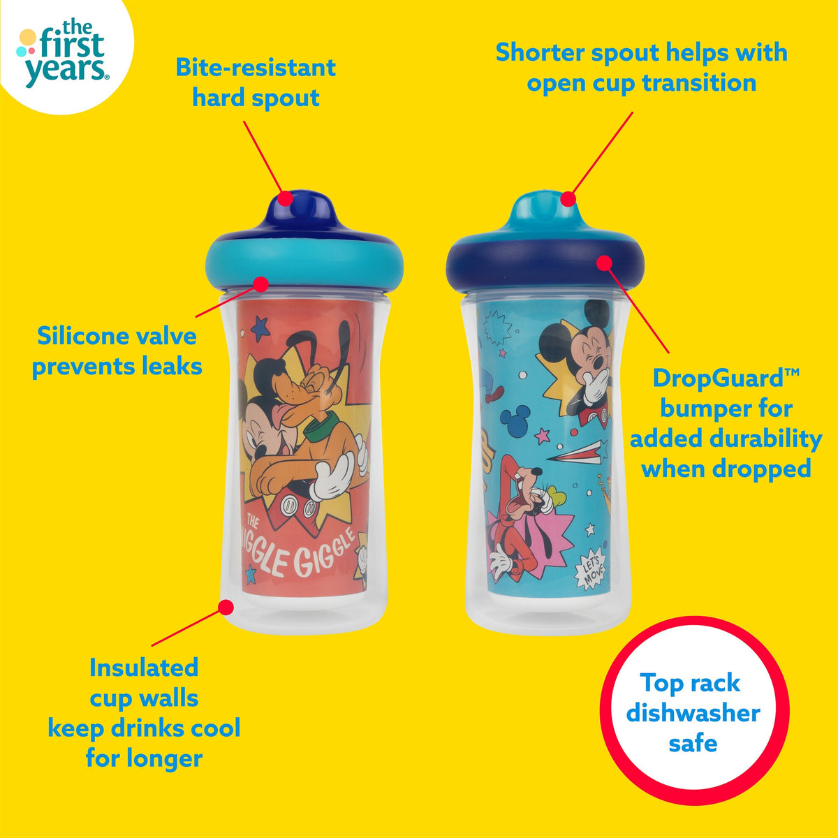 Disney Mickey Mouse Insulated Sippy Cups 2 x 266ml — BambiniJO Jordan