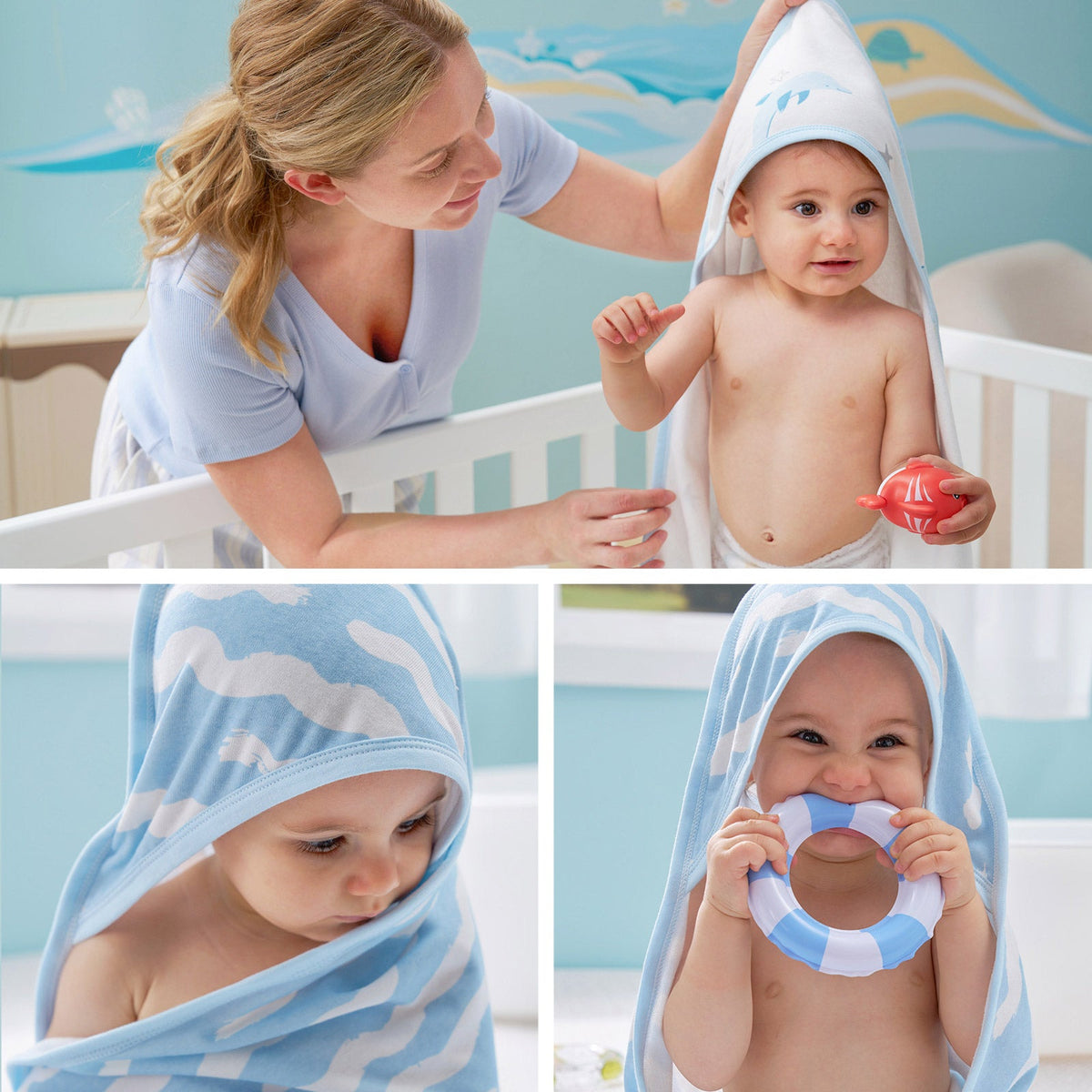 Momcozy Hooded Towel | 90x90 | Blue