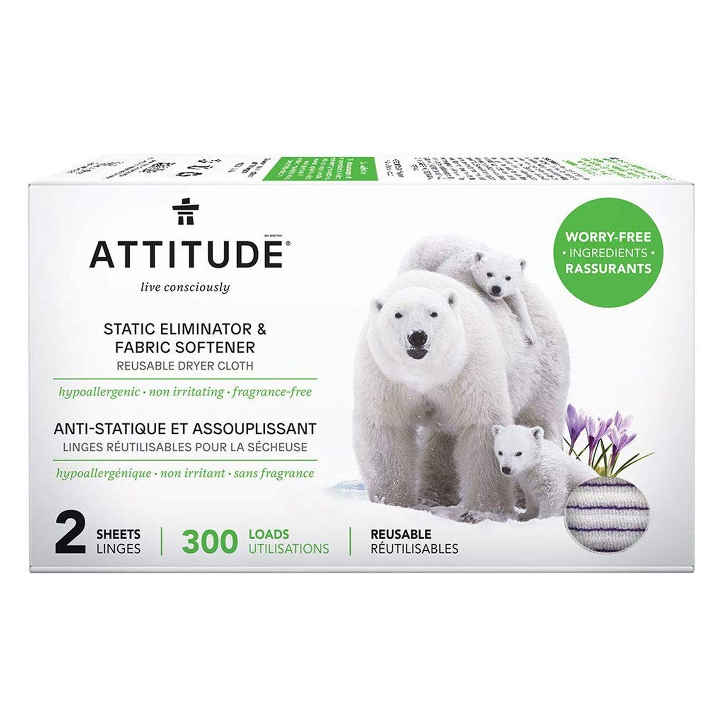 Attitude - Static Elimintor & Fabric Softener 2 Sheets | Reusable