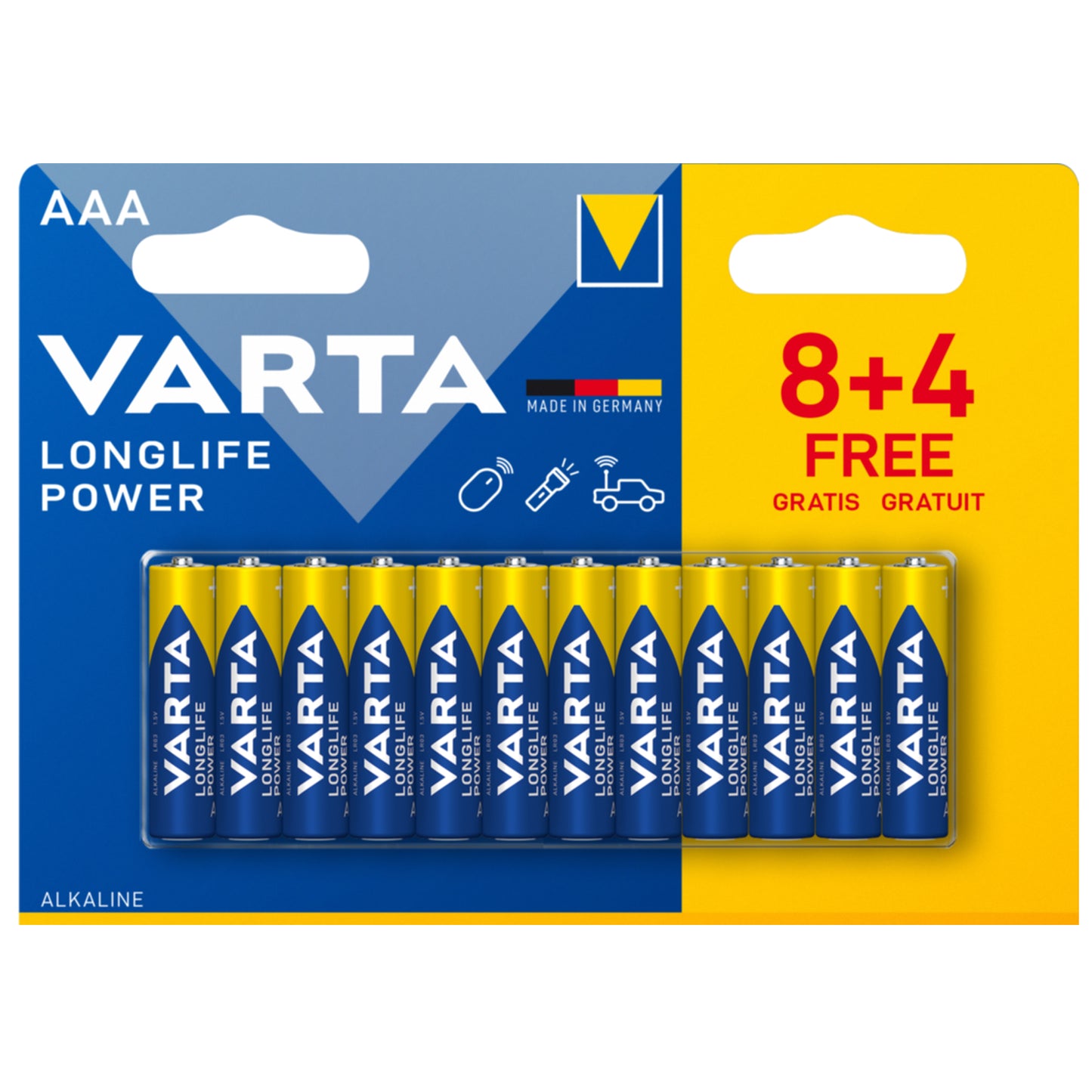VARTA High Energy AAA Batteries (8+4pcs) HE 9V