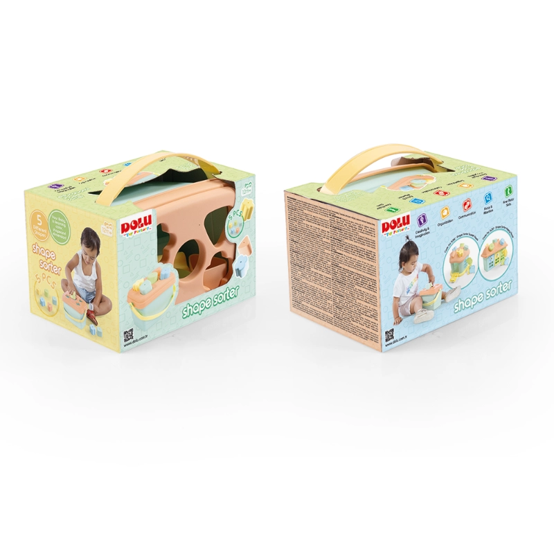 Dolu - Shape Sorter Bucket-5 Pcs (Pastel Orange) | 1Y+