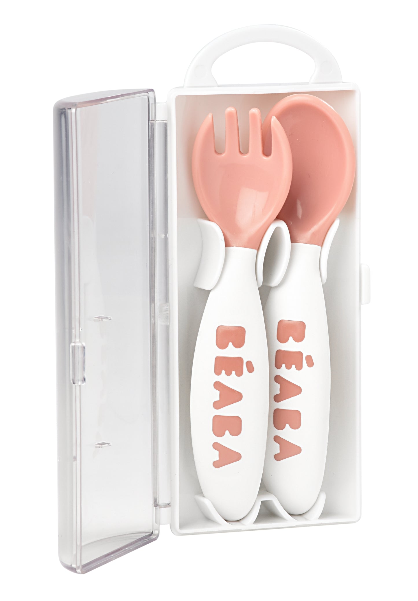 Beaba - 2nd Age Fork & Spoon Set | Old Pink | 8-12m