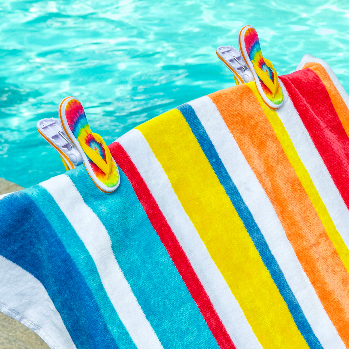 O2COOL Boca Clips Flip Flop Tie Dye - beach towel clip