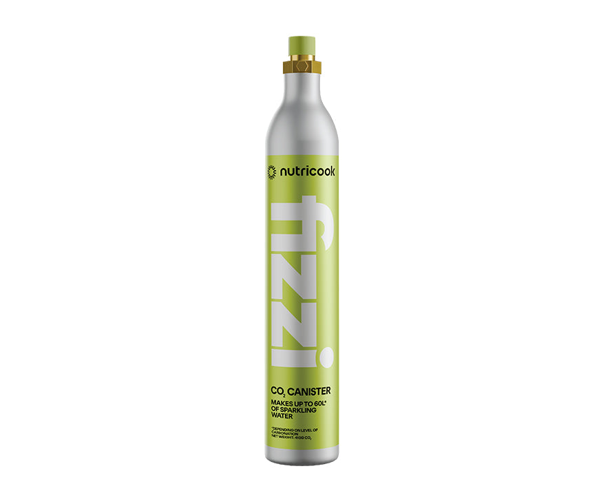 Nutricook Fizzi Soda Maker CO2 cylinder and bottle lifestyle