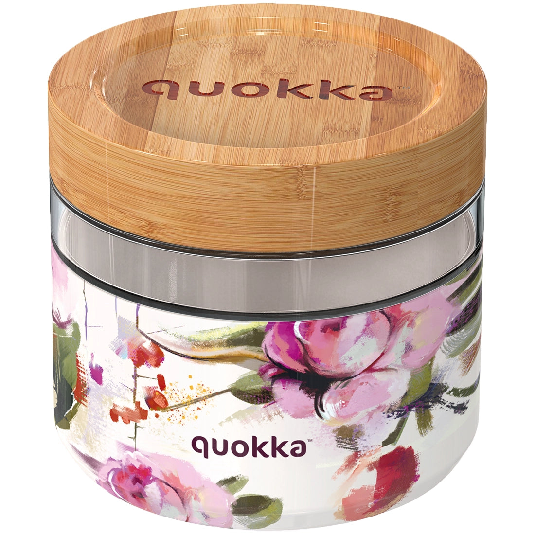 Quokka Glass Food Jar with Silicone Cover Deli DARK FLOWERS BambiniJO