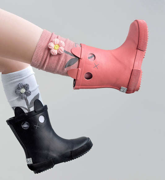BOXBO high socks rain boots in flower pink — BambiniJO Jordan