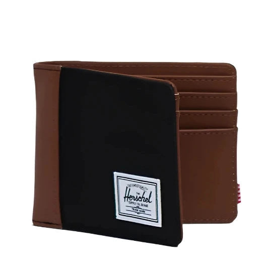 Herschel Hank Bifold Wallet in Black/Tan - angled view