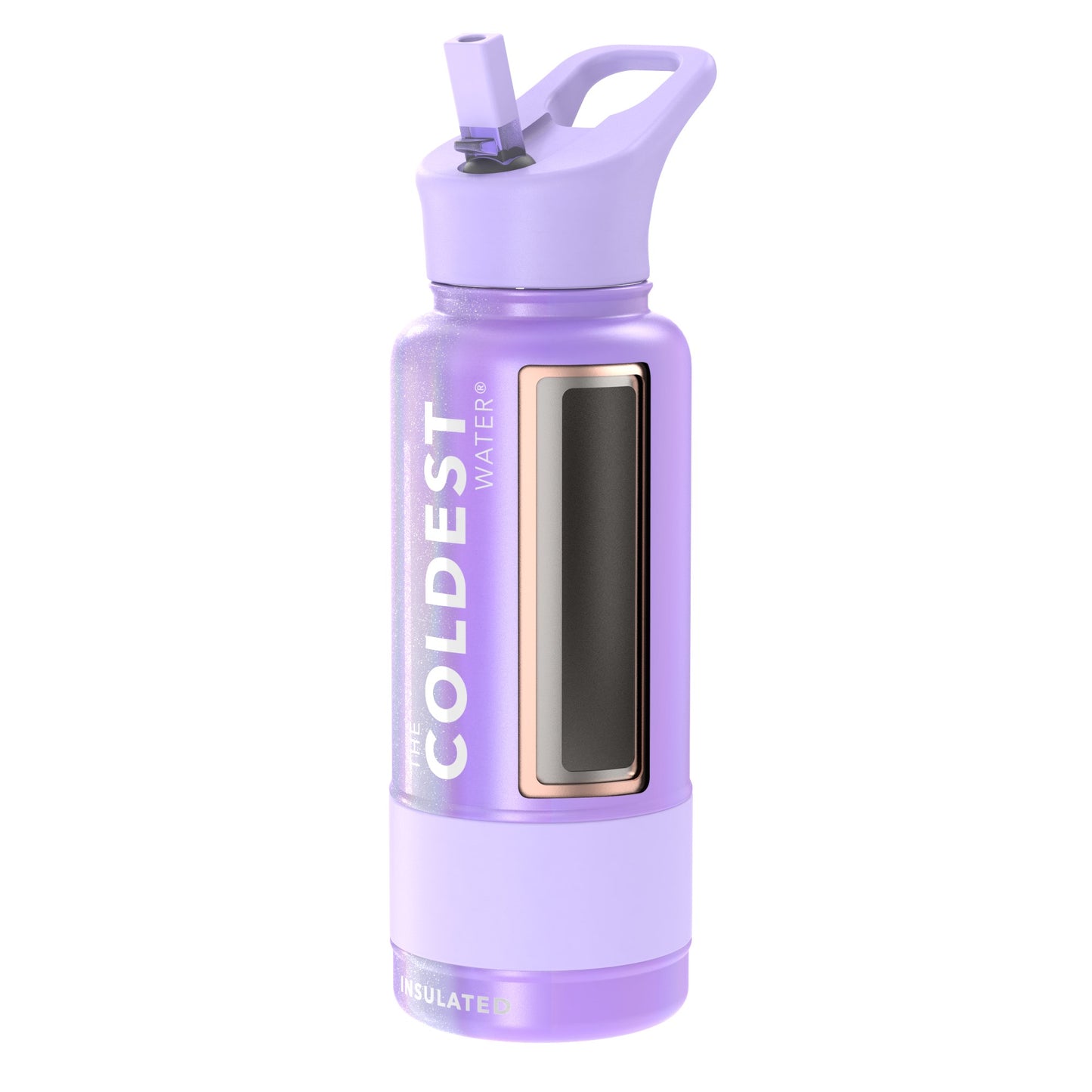 The Coldest Water - Straw Sports Bottle - 946ml - 32 OZ - Purple Glitter