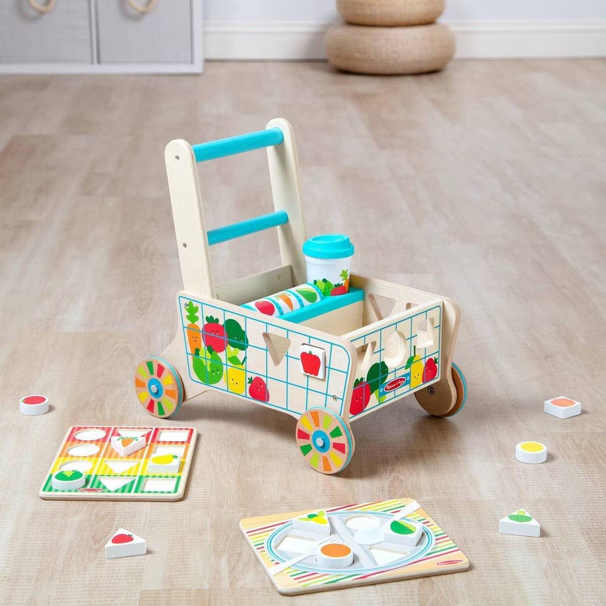 Melissa & Doug - Wooden Shape Sorting Grocery Cart