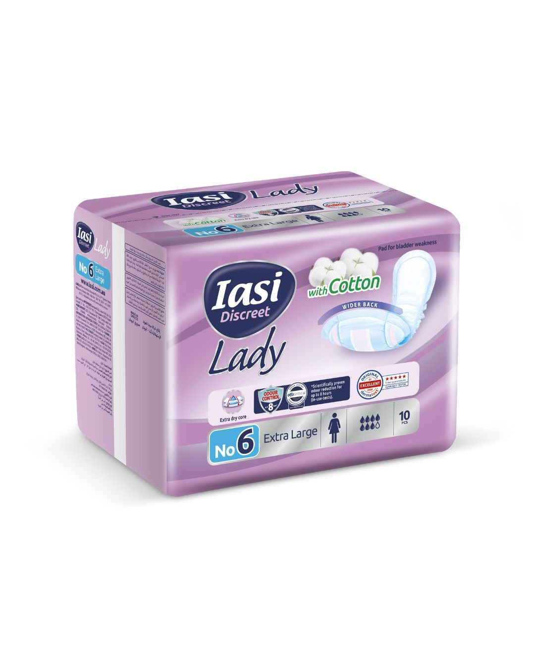 فوط صحية كبيرة الحجم من IASI - LADY Discrete | 10 قطع