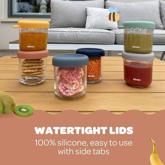 BEABA - Glass Portion Jars 250ml Sage Green - Gazelle Set of 2 — BambiniJO Jordan