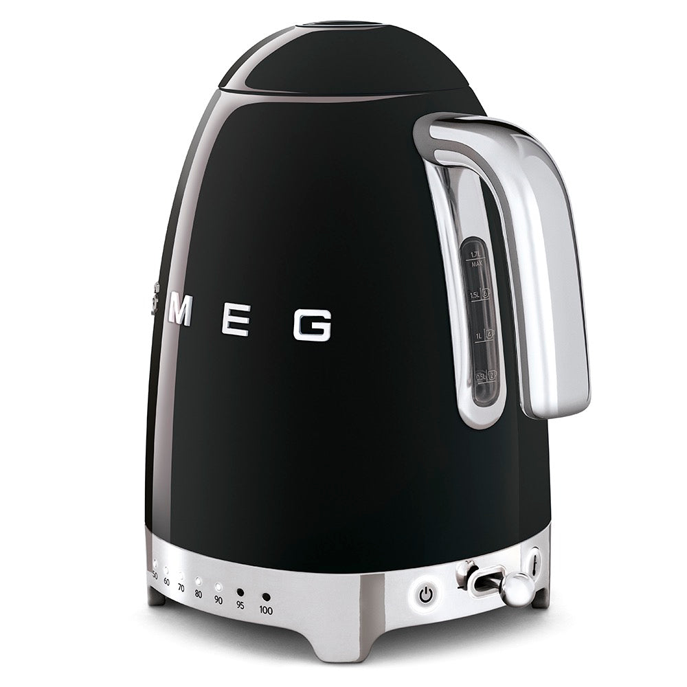 Smeg - Electric Kettle Variable Temperature | 50's Style Aesthetic | 1.7L | Glossy Black