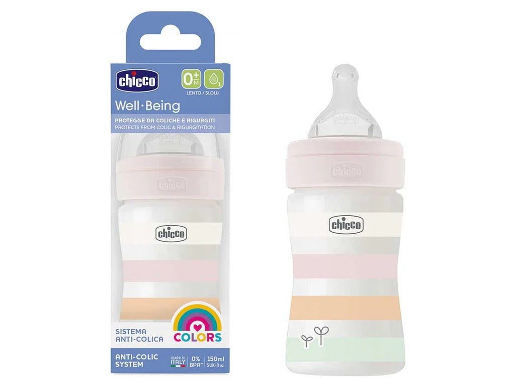 Chicco - Well Being Anti-Colic Bottle | Slow Flow | 150 ml | White