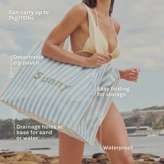 SUNNYLiFE - Beach Bag La Mer Med Blue Stripe — BambiniJO Jordan