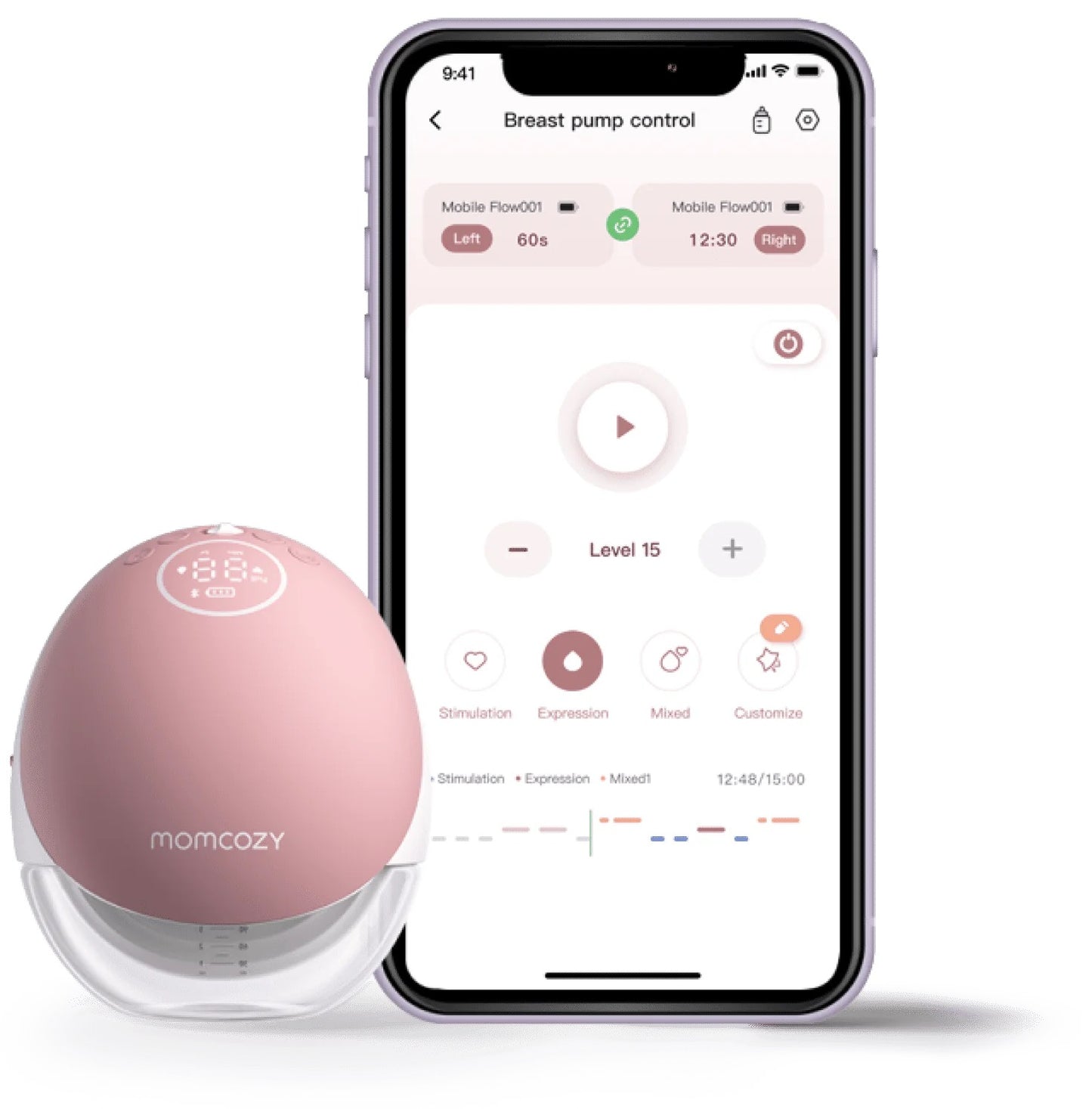 مضخة الثدي الذكية Momcozy - M9 Mobile Flow™ بدون استخدام اليدين | فردية