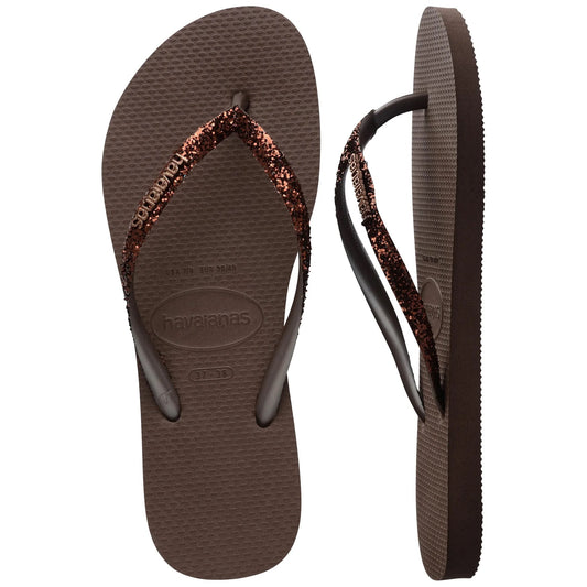 Havaianas - Slim Glitter Flip Flops Dark Brown — BambiniJO Jordan