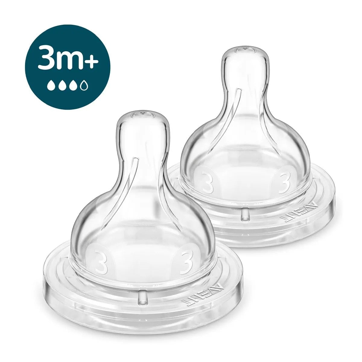 Philips Avent - Anti-Colic Nipple Teats Airflex | 3m+ | Flow 3 | 2 Pack