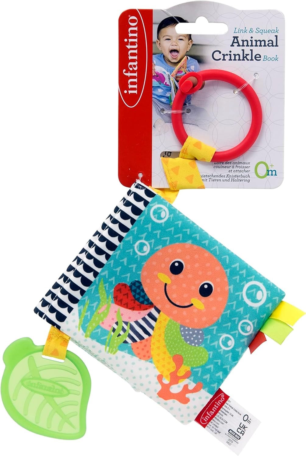 Infantino - Link & Squeak Animal Crinkle Book | Sea