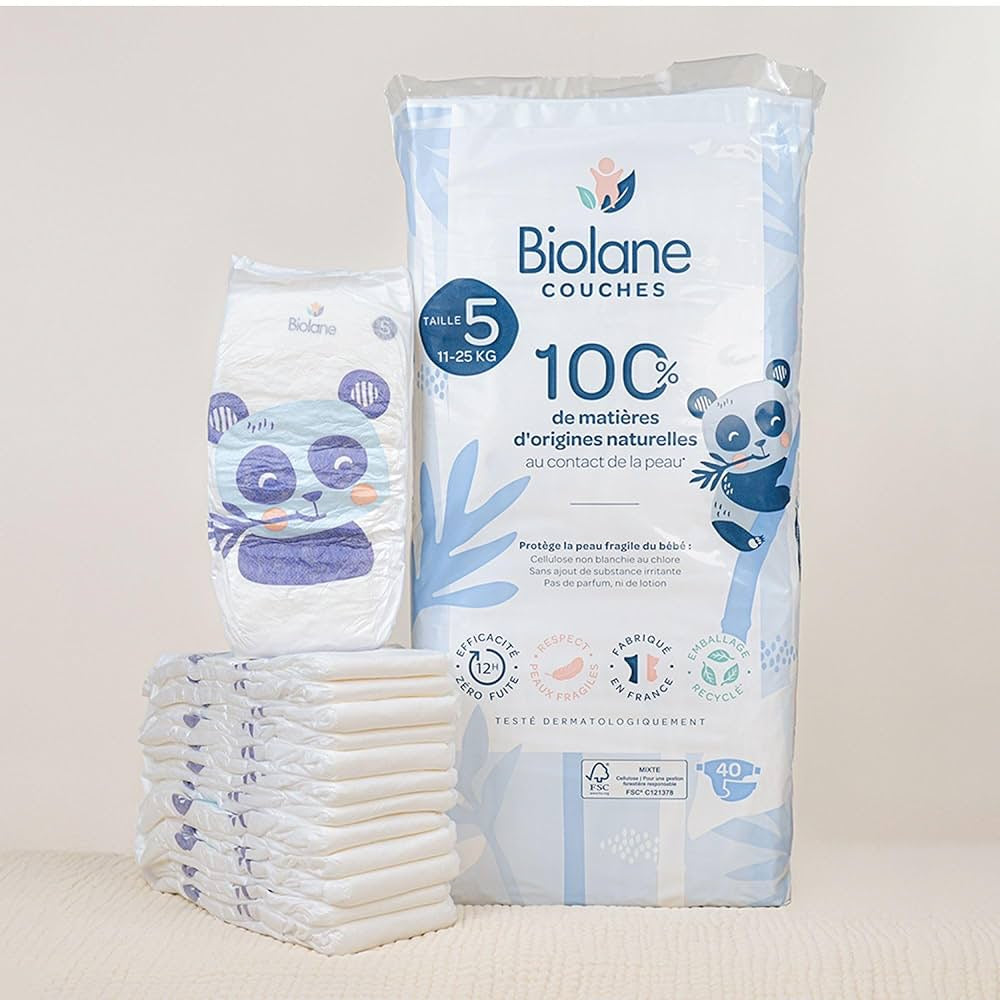 Biolane - Natural Diapers Size 5 | 11-25 kg | 40 Diapers