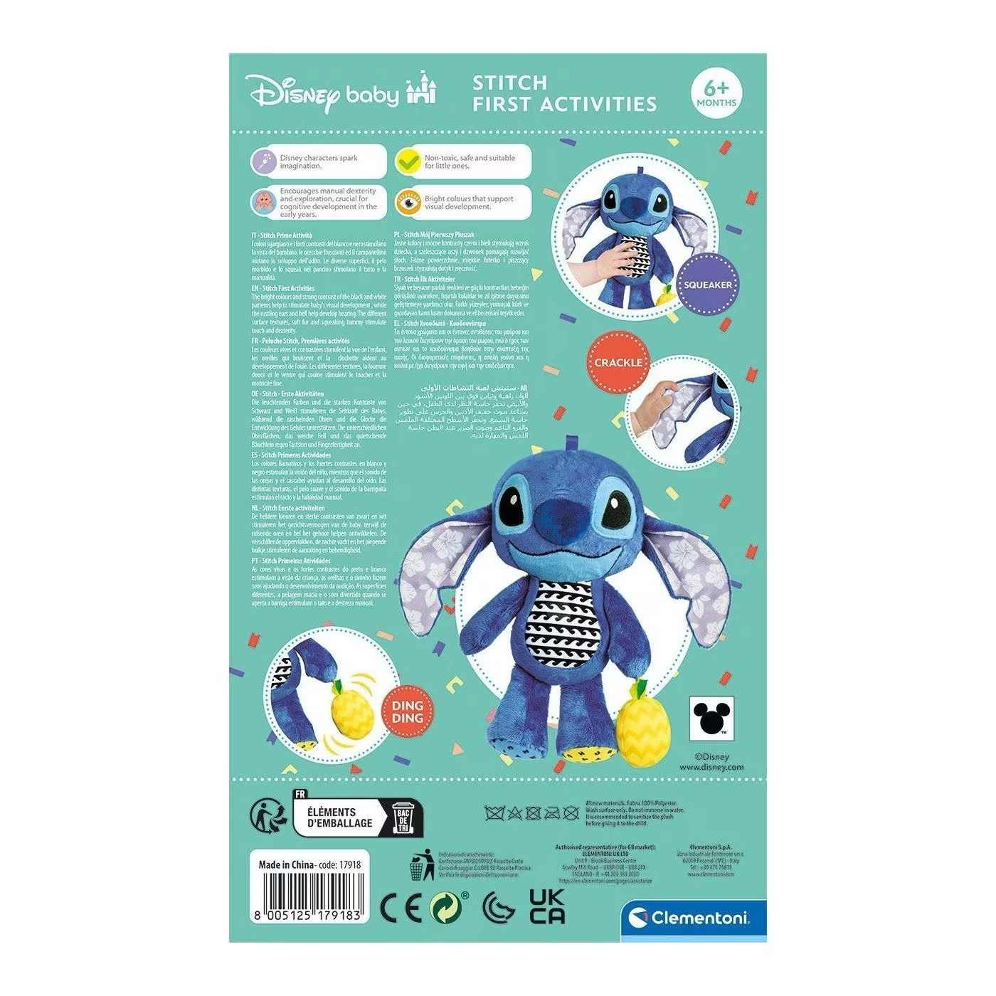 Clementoni - Stitch First Activities Plush | 3M+