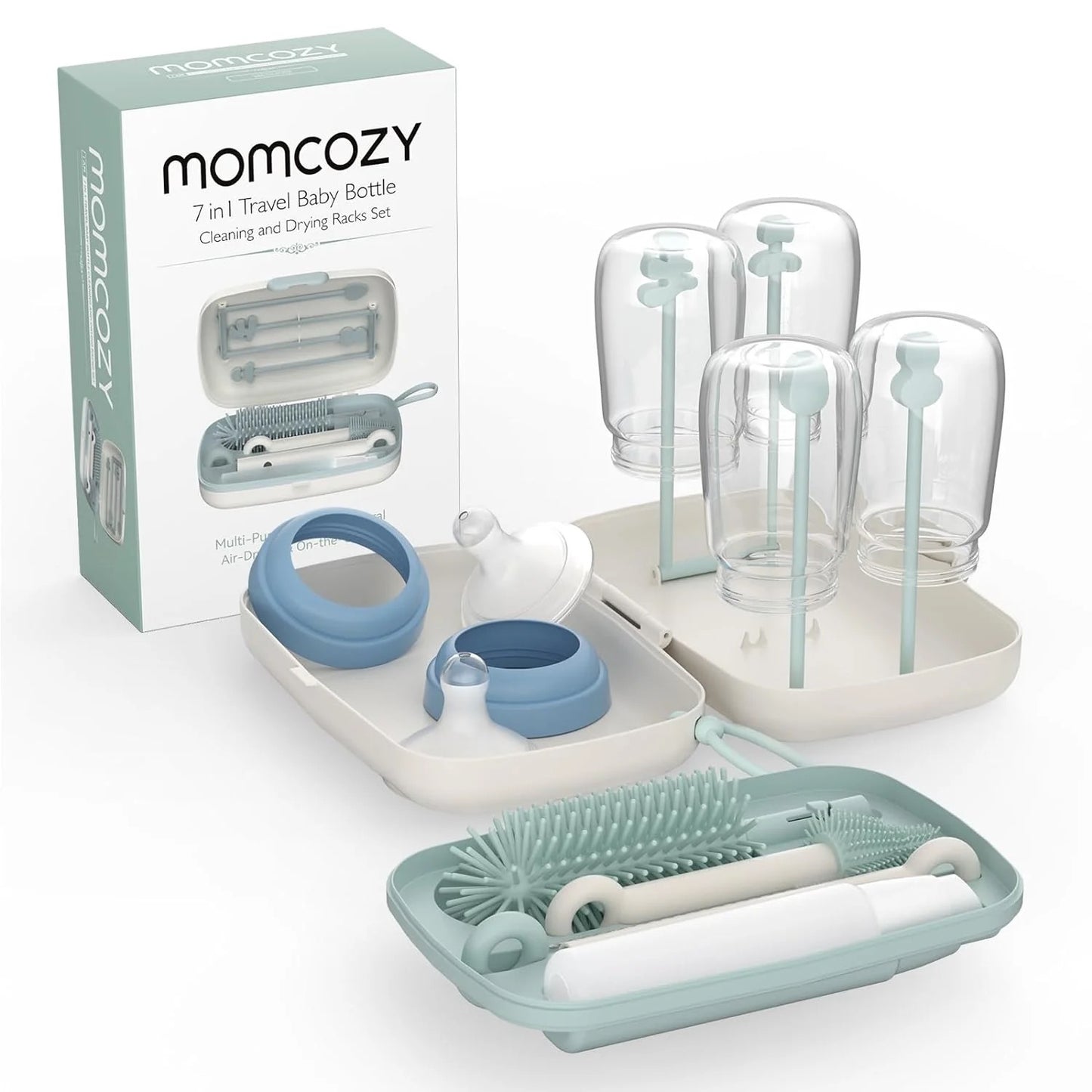 Momcozy - 7 in 1 Bottle Brush + Rack Set