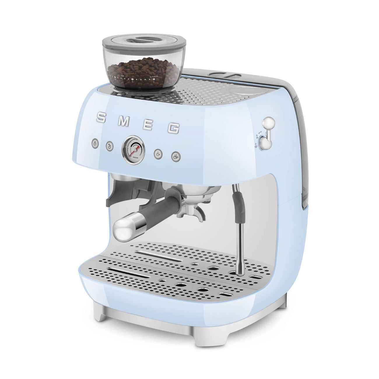 Smeg - Manual Espresso Coffee Machine with Grinder | 50's Style Aesthetic | Pastel Blue