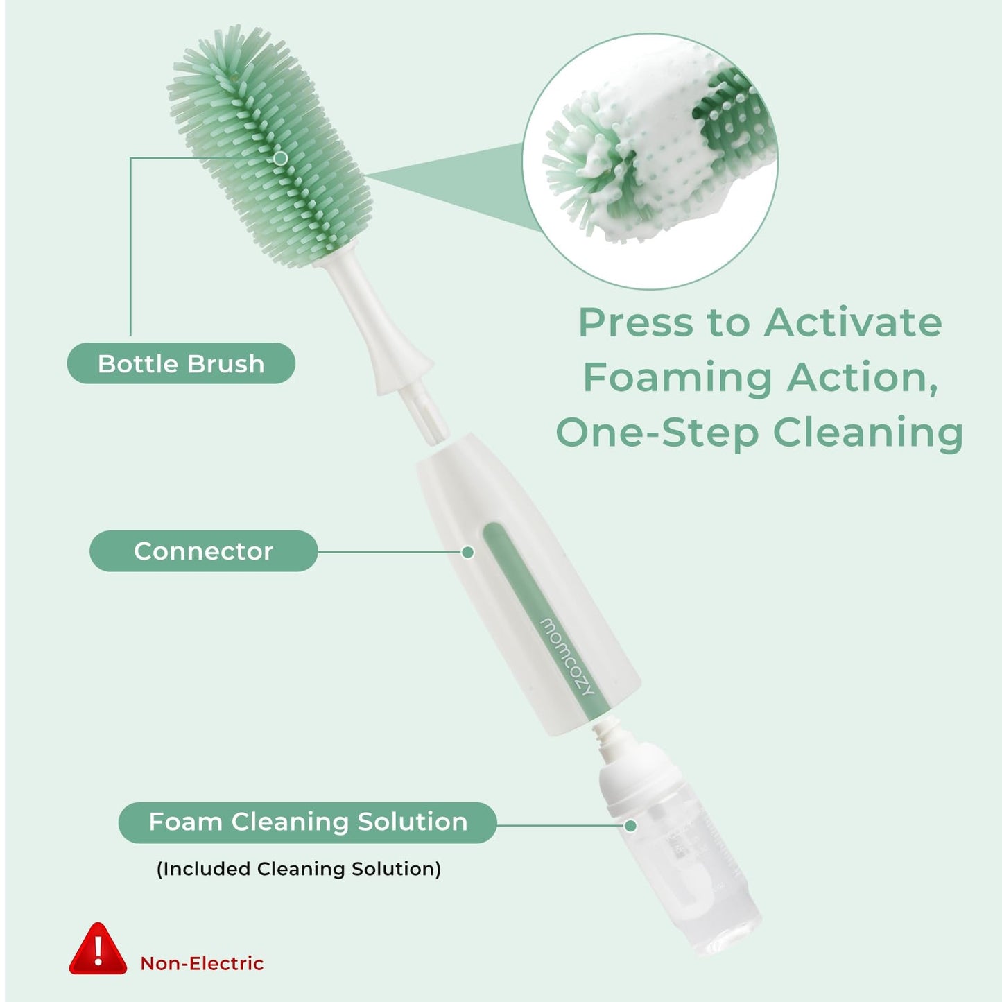 Momcozy - Bottle Brush Kit, Innovative Push-Press Design | Green