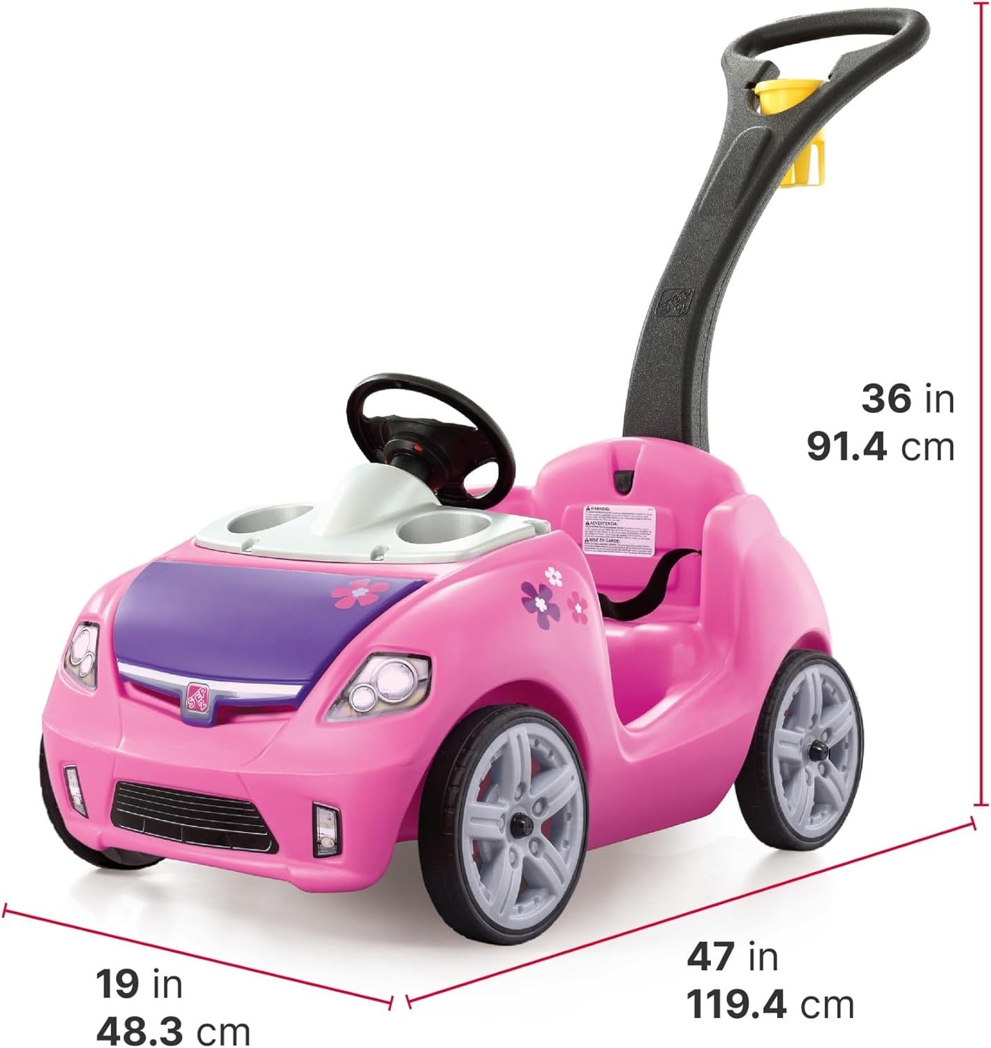 Step2 - Whisper Ride II Kids Push Car | Quick Fold Handle | Pink
