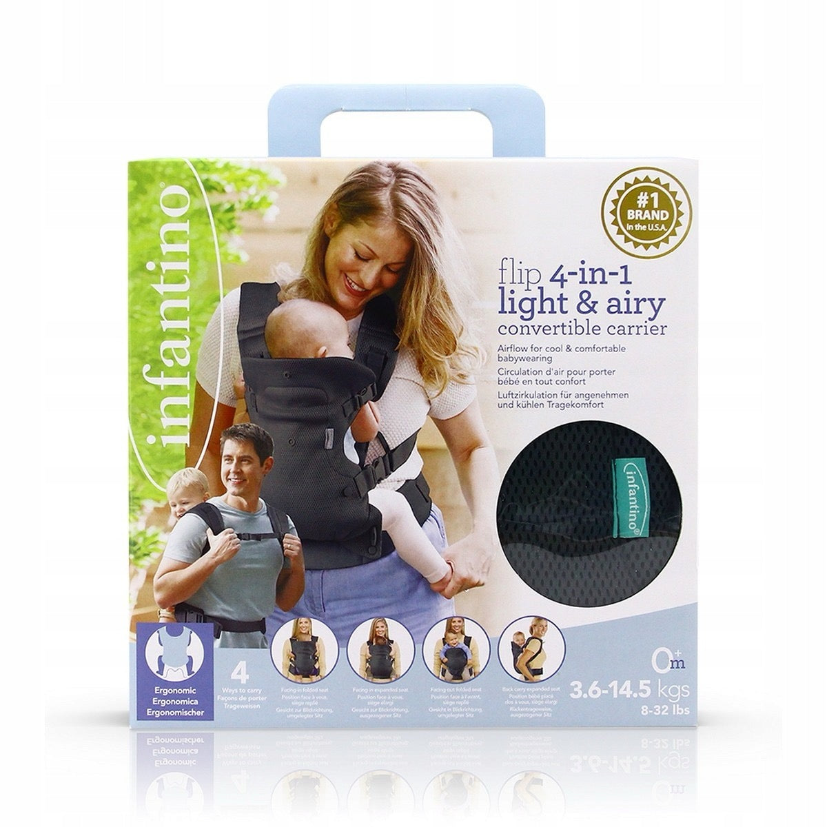 Infantini - Flip 4-in-1 Light & Airy Convertible Carrier | Dark Grey