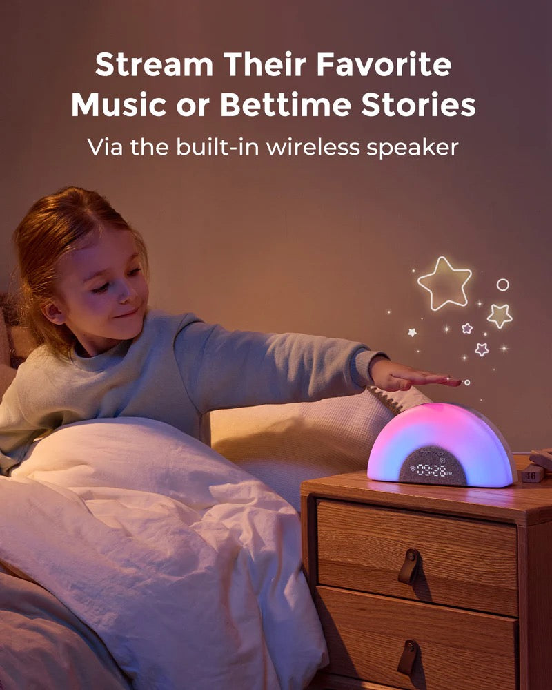 جهاز Momcozy - DreamSync Tech الذكي لإصدار أصوات الأطفال مع إضاءة قوس قزح | تحكم عن بعد عبر التطبيق