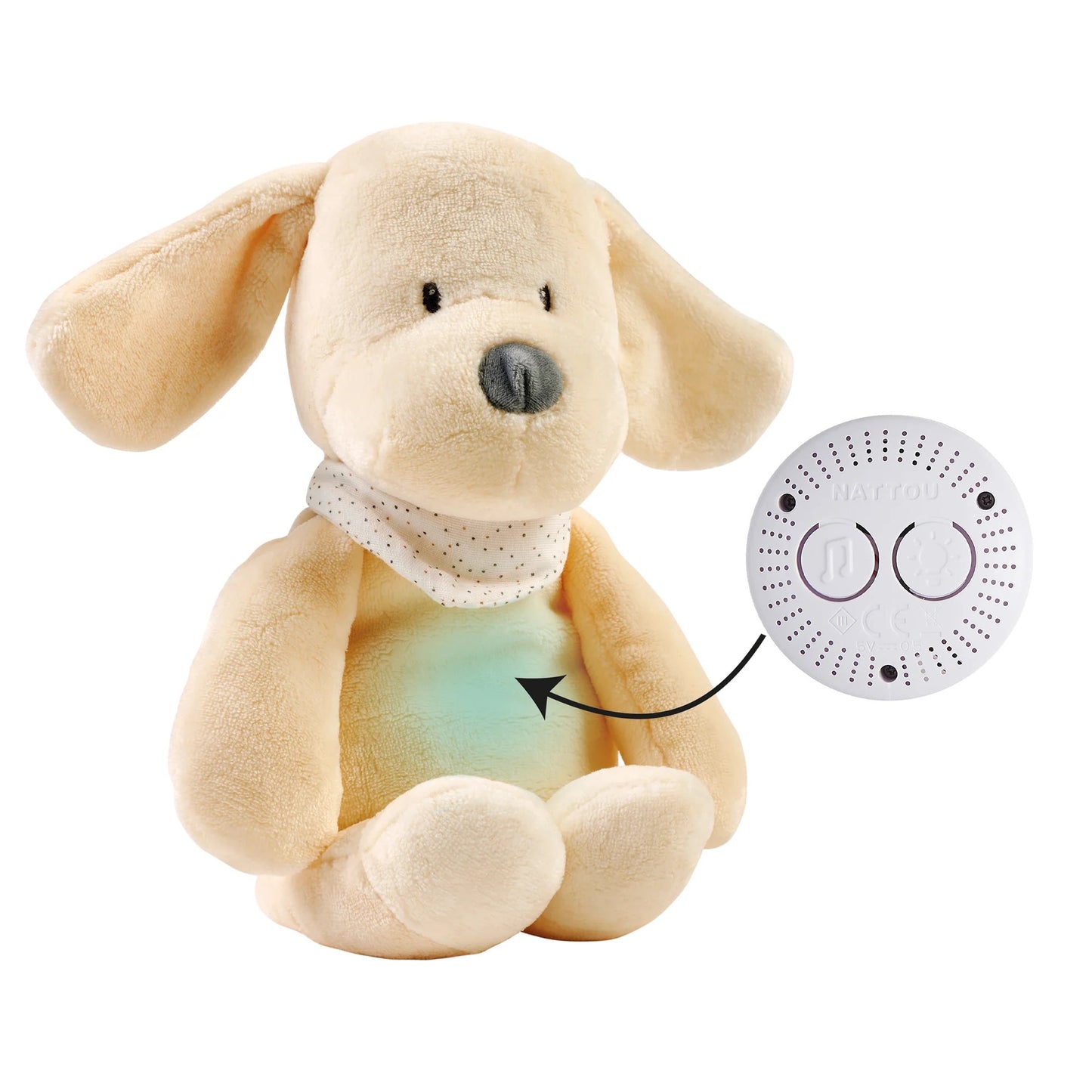 Nattou - Sleepy Night Light + Sound | Dog | Vanilla