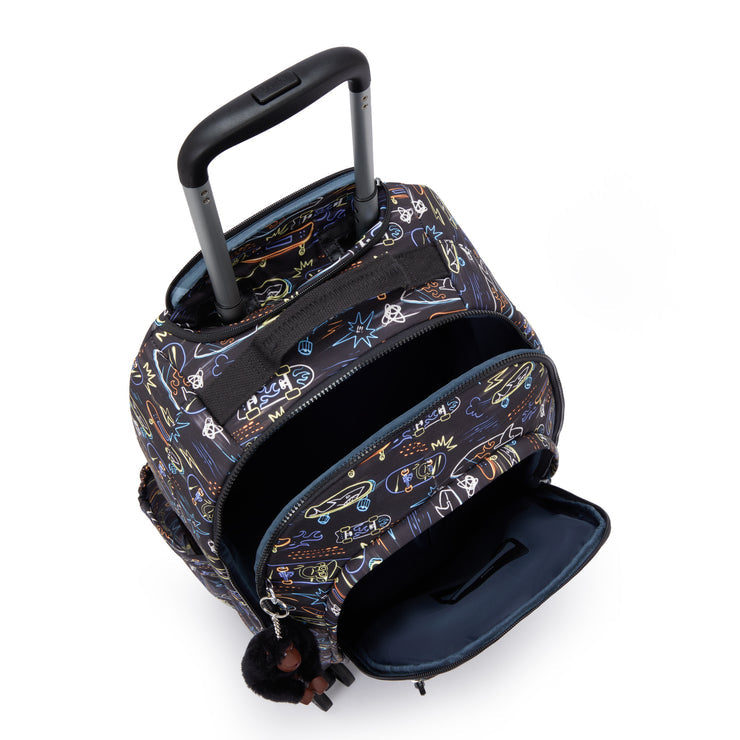 Kipling New Zea Kids' Wheeled Backpack Neon Skate - detail view