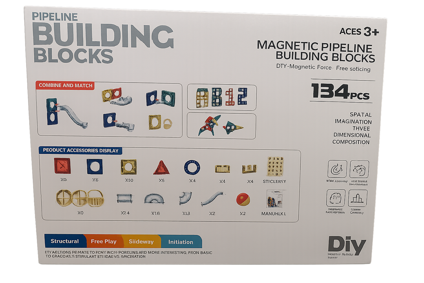 PLZ - Marble Run Magnetic Tiles | 134pcs