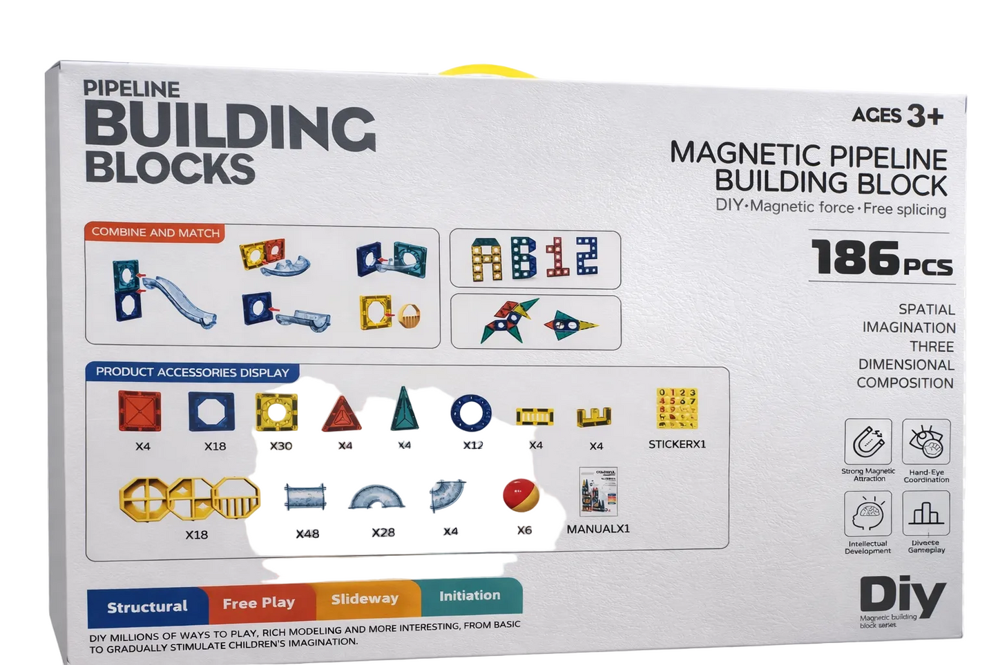 PLZ - Marble Run Magnetic Tiles | 186pcs