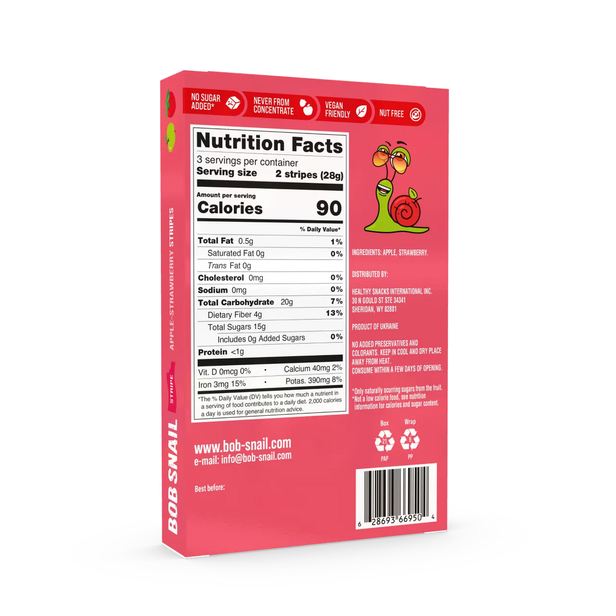 Bob Snail Fruit Stripes Apple & Strawberry 84g — BambiniJO Jordan