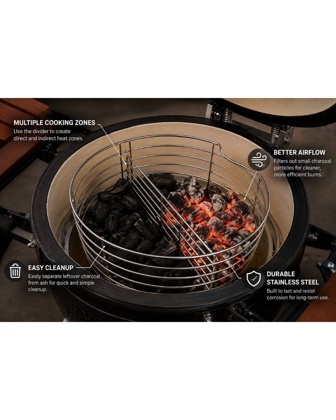 Charcoal Basket with Divider for 26 inch Kamado — BambiniJO Jordan