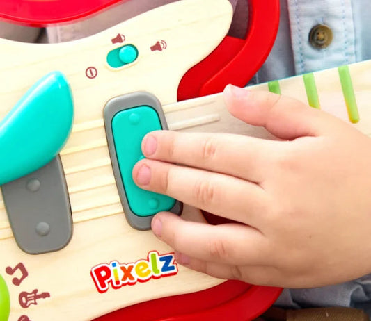 Hape Rainbow Rock Pixel Guitar detail — BambiniJO Jordan