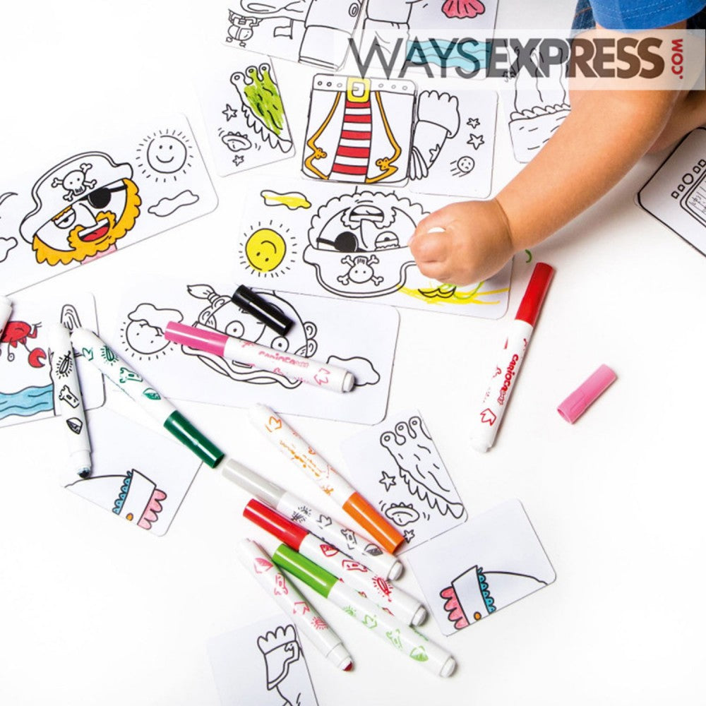 مجموعة كاريوكا بيبي - 8 أقلام تلوين وبطاقات ألغاز | روبوتات