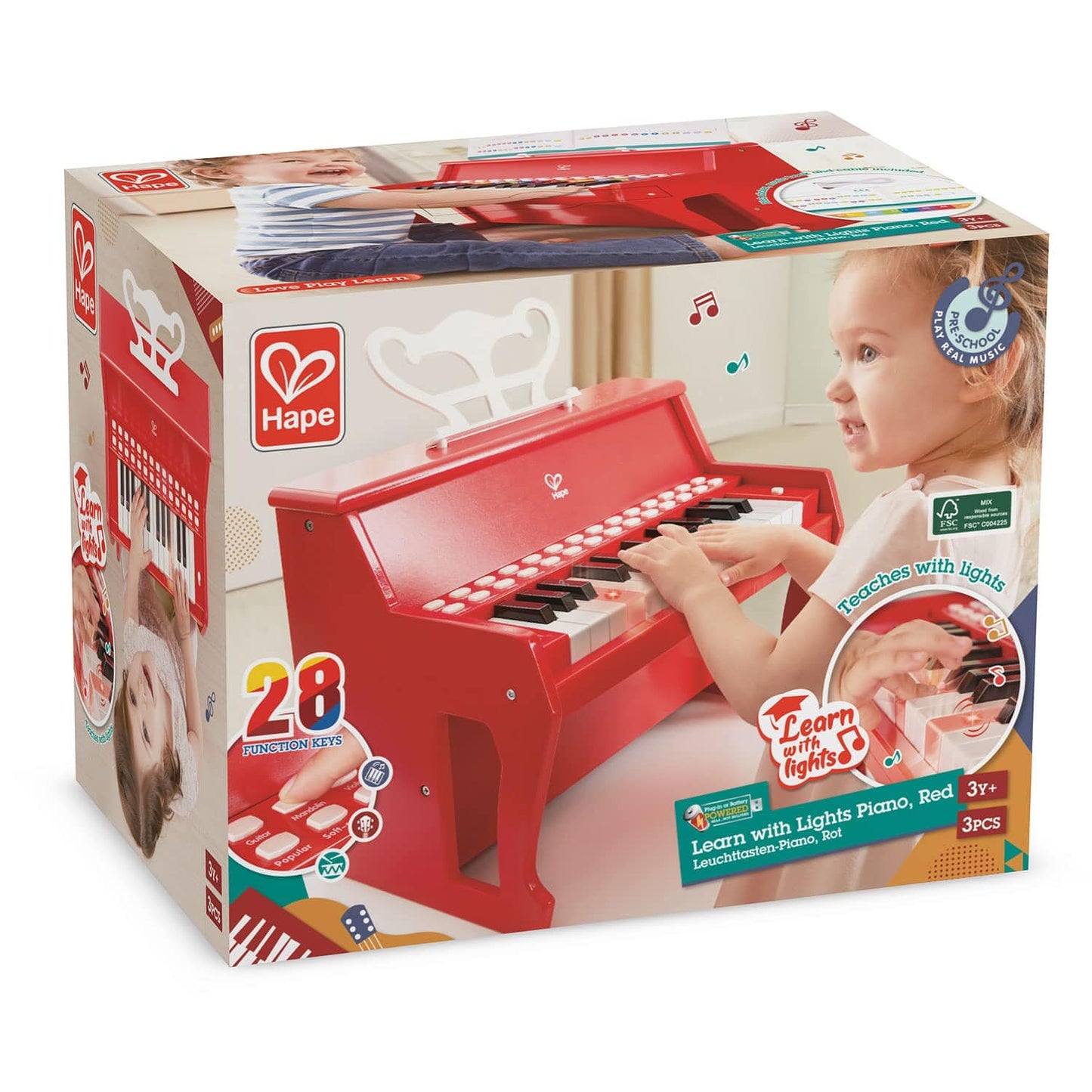 Hape Learn with Lights Piano, Red detail