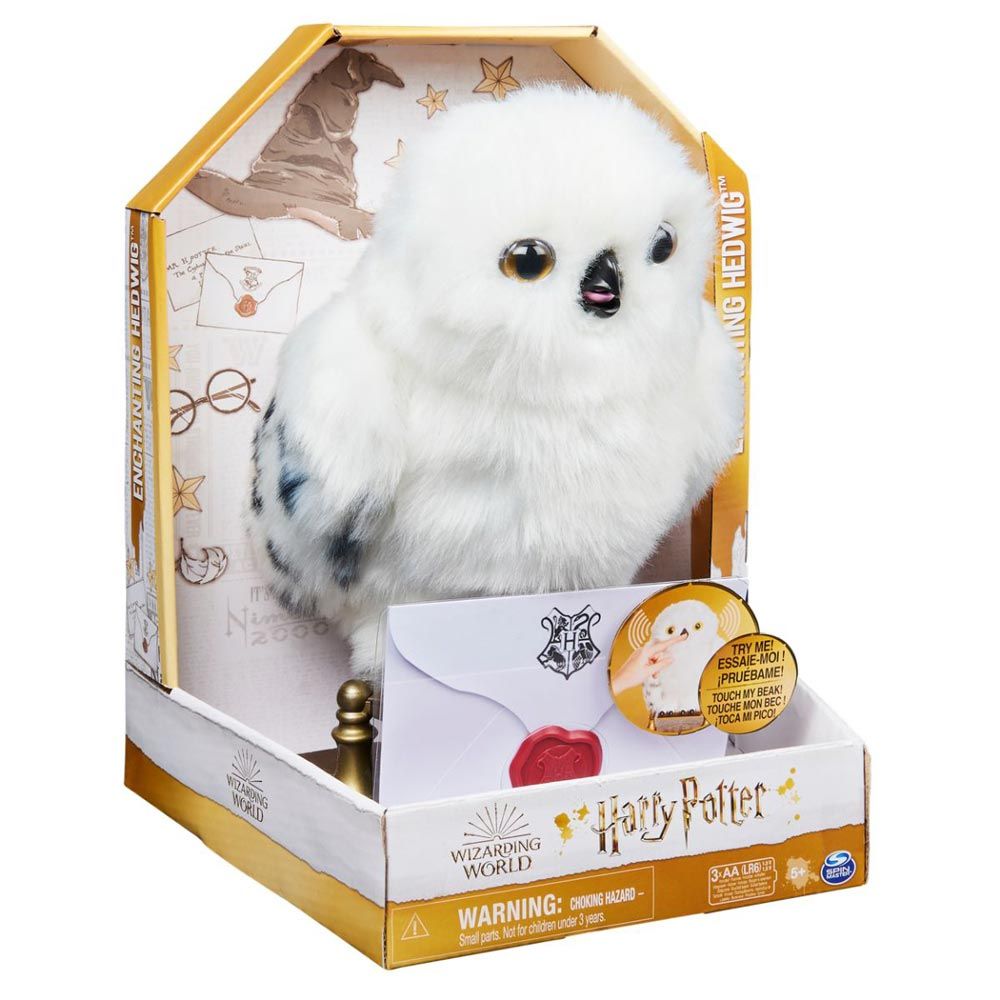 Wizarding World, Chouette Harry Potter interactive Enchanting Hedwig avec  plus de 15 effets sonores et mouvements et enveloppe Hogwarts
