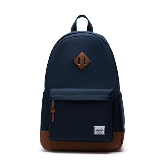 Herschel Heritage Backpack Navy/Tan 24L - side angle — BambiniJO Jordan