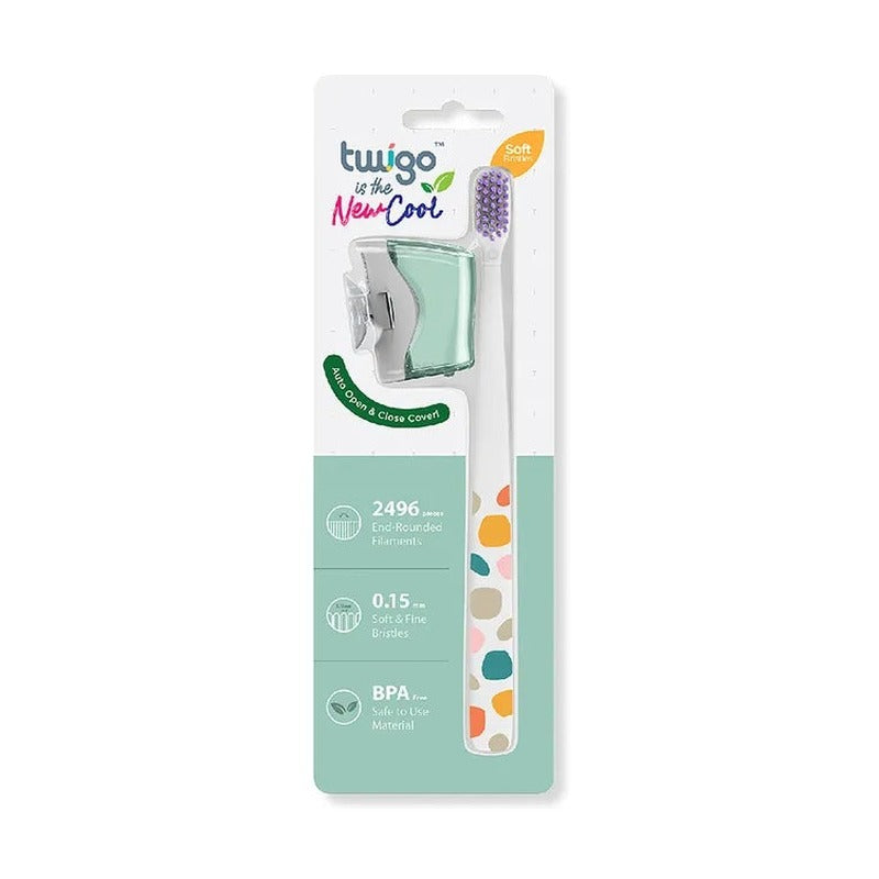 Flipper - Toothbrush Cover & Toothbrush Twigo Adult Basic Combo Pack | Mountain Green