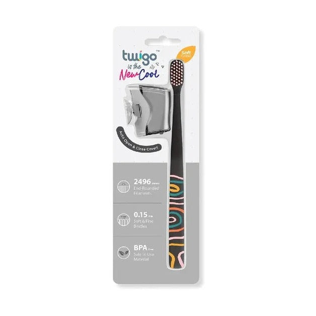 Flipper - Toothbrush Cover & Toothbrush Twigo Adult Basic Combo Pack | Smoke