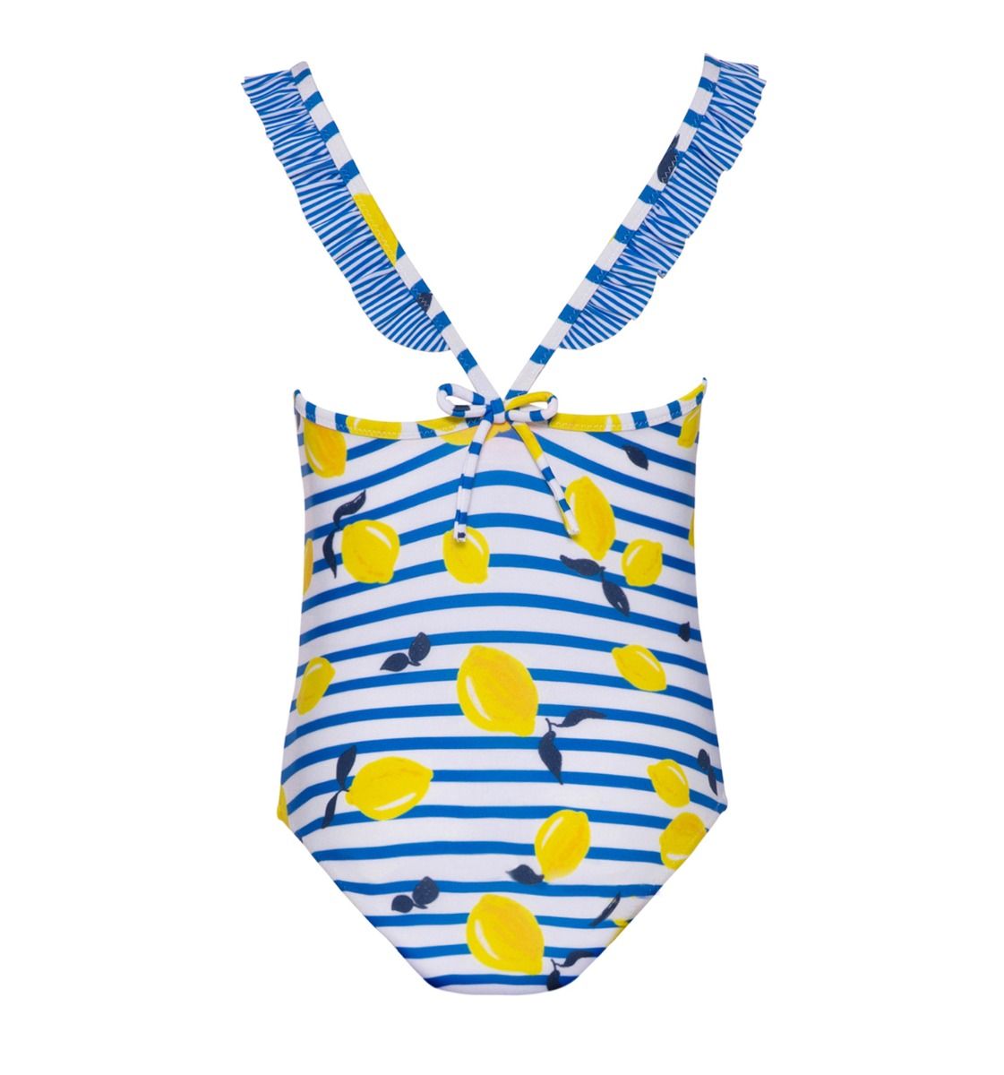 سونوفا - مايوه بناتي أزرق بنقشة الليمون الصقلي مع حمالات مكشكشة