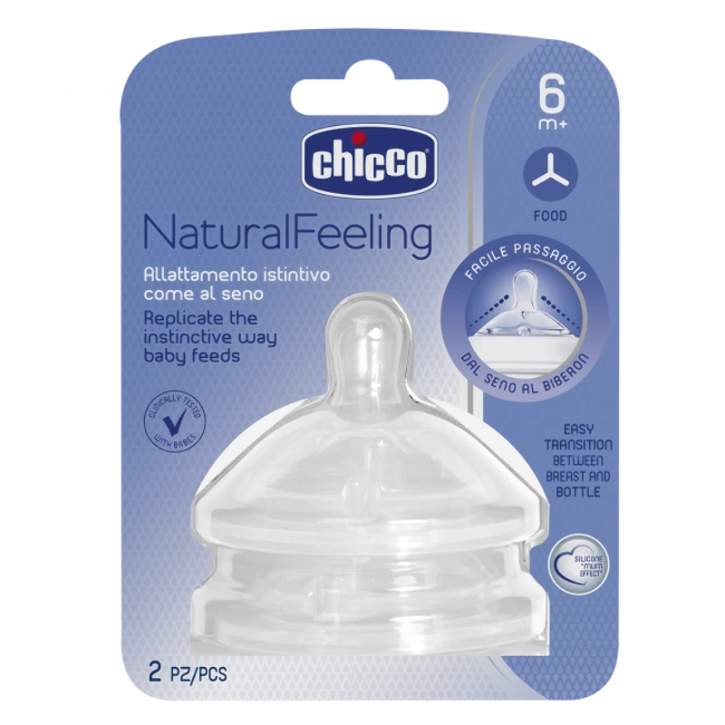 Chicco - NATURAL FEELING Teat 6m+ Food Flow 2 pcs - BambiniJO | Buy Online | Jordan
