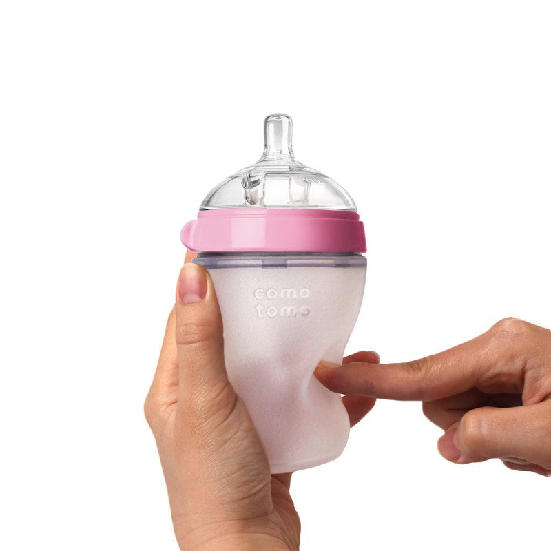 Comotomo - Baby Bottle, Pink, 250ml - Medium Flow Nipple - BambiniJO | Buy Online | Jordan