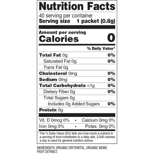 Organic Monk Fruit Sweetener 40 Packets (32g) — BambiniJO Jordan