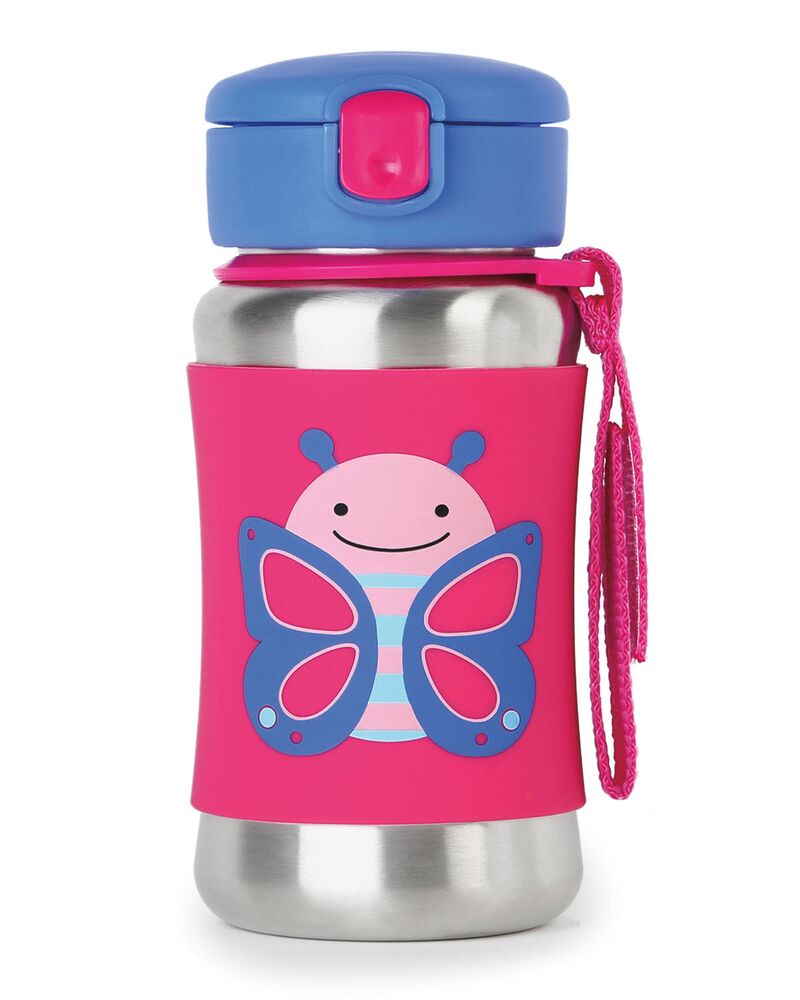Zoo Stainless Steel Straw Bottle Blossom - Butterfly - BambiniJO